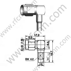 Angle droit de sertissage SMA mâle pour connecteur RF405 RF semi-rigide