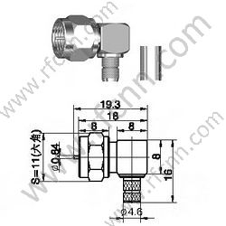 F connecteur RF angle droit pour 3C-2V