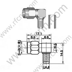 SMA mâle cristé d'angle droit pour le connecteur RF RF223