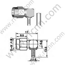 Angle droit de sertissage mâle SMA pour RG174, RG316 RF Connector