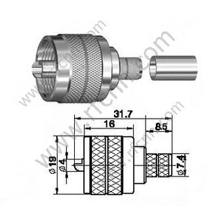 UHF mâle sertissage pour connecteur RF LMR300 RF